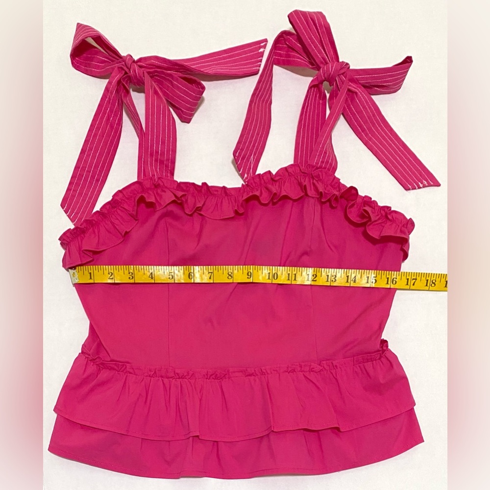 Strut & Bolt Womens L Ruffle Crop Pink Top Boho Fall Festival Preppy Cottagecore - Picture 10 of 15